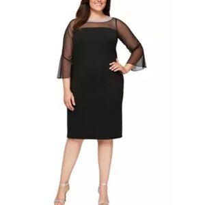 Alex Evenings Women's Plus Size Shift Dress with Embellished Illusion Dress